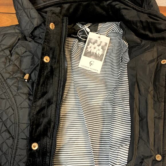 Cashew Flower Sherven X. Quilted Lightweight Womens Black Jacket Size 42 / 6 NWT - Picture 10 of 12